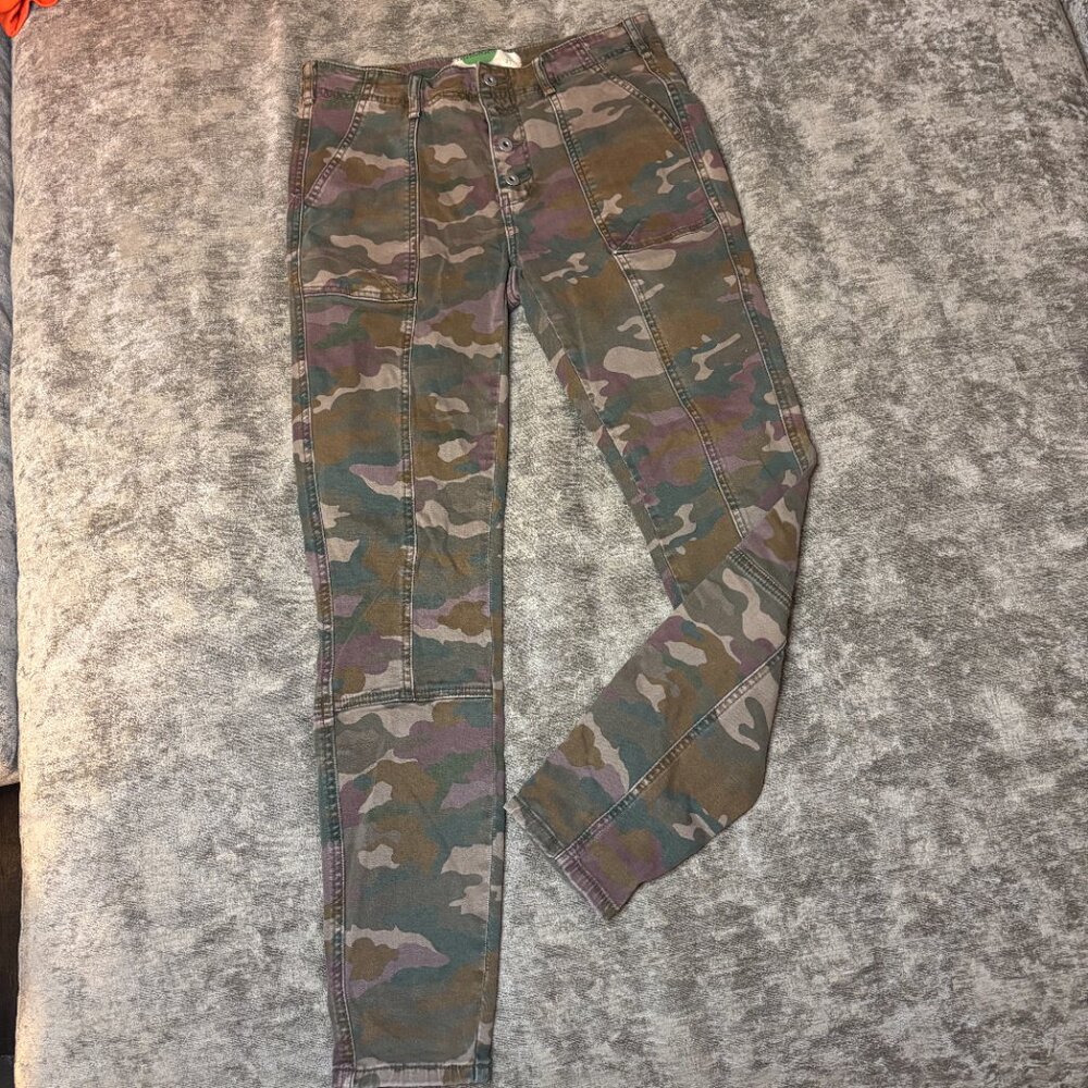 Anthropologie Purple, Brown & Green Camo Stretch Twill Pants Size 27